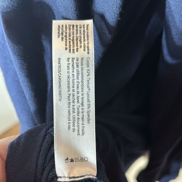 Eileen fisher blue cowl neck long sleeve tunic style split hem top tencel - Picture 4 of 4